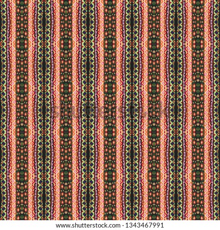 Colorful seamless embroidery pattern. Ikat ethnic design ornament. Geometric embroidery style. Seamless striped pattern. Design for clothing,Batik,fabric. Arabic,Scandinavian,Mexican,turkish pattern.