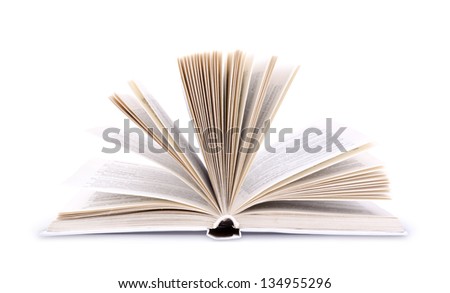 Open book isolated on white background.