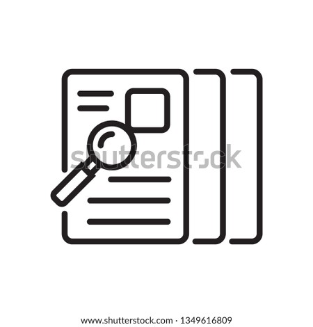 Applying for a job. The recruitment process. The onboarding process. Magnifying glass and documents line icon.
