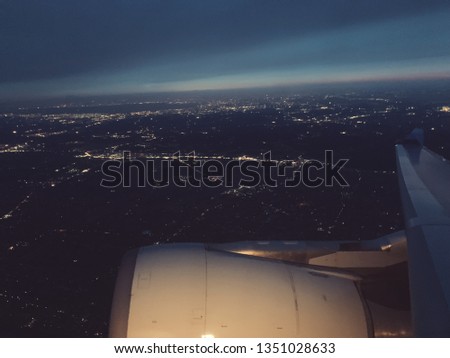 Airplane window night view