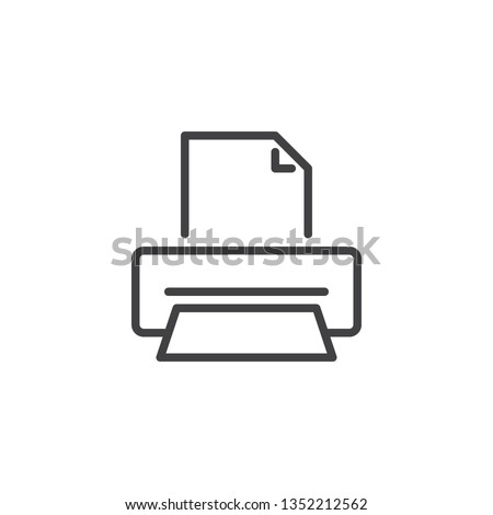 Printer printing paper line icon. linear style sign for mobile concept and web design. Print paper document outline vector icon. Symbol, logo illustration. Pixel perfect vector graphics