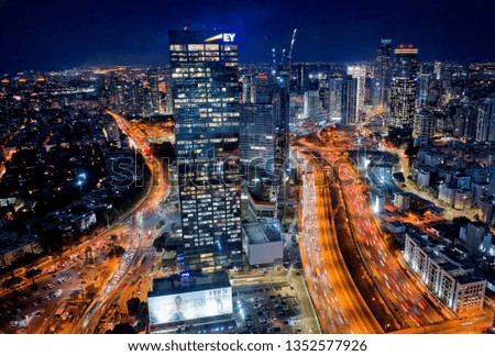 Tel Aviv skyline in the night