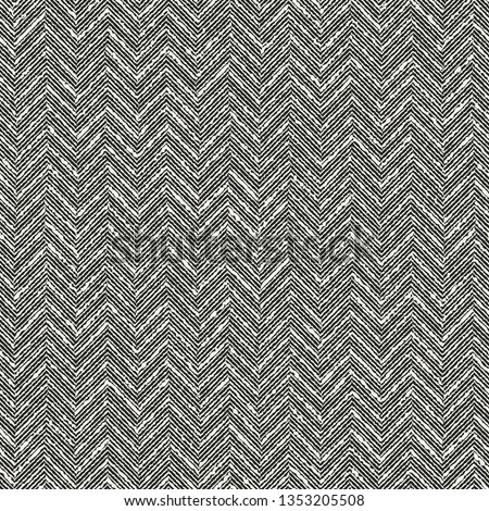 Monochrome Herringbone Grain Stroke Textured Background. Seamless Pattern.