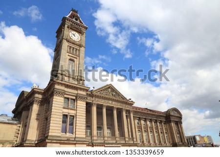 Birmingham UK landmark - Museum and Art Gallery. Seen from public square. West Midlands, England.