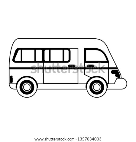 Van vehicle sideview symbol in black and white