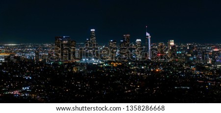 Panoramic landscape of Los Angeles at night