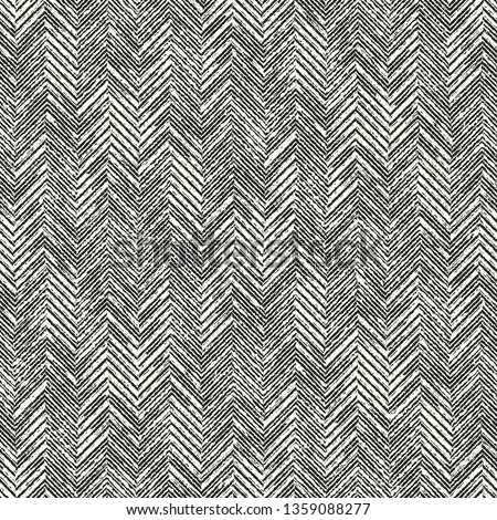Monochrome Herringbone Grain Stroke Textured Distressed Background. Seamless Pattern.
