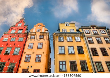 Some of the old buildings in Gamla Stan in Stockholm