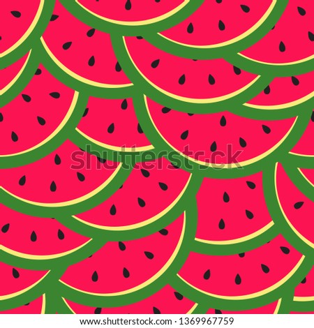 Bright seamless pattern with slices watermelon. Vector illustration