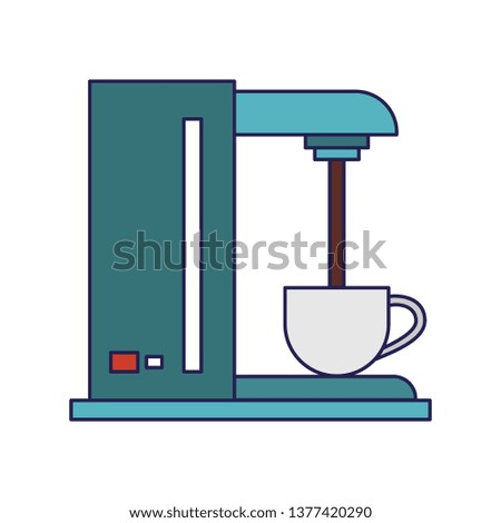 Coffee maker machine pouring coffee blue lines