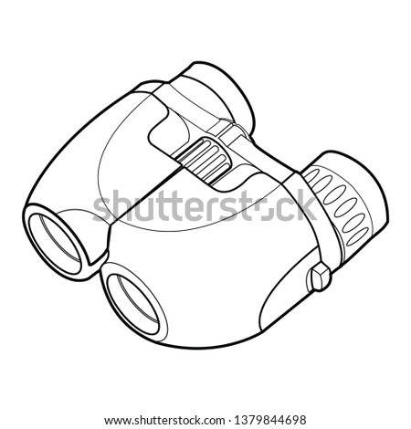 Black and white vector line drawing of Binoculars