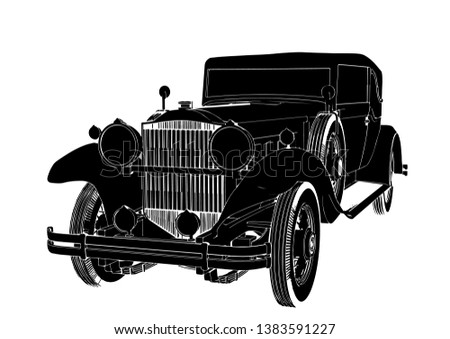 vintage car silhouette isolated vector