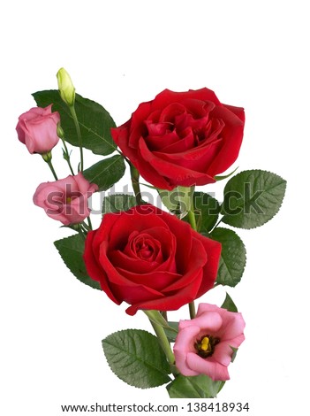 Bouquet with red roses isolated on white