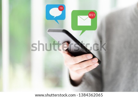 young man using smart phone in social network 