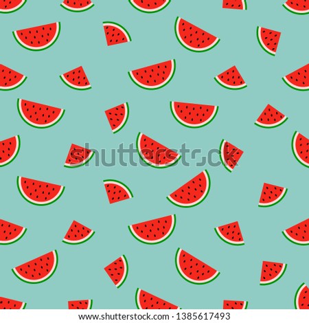 Watermelon pattern. Vector summer background with watercolor watermelon slices.