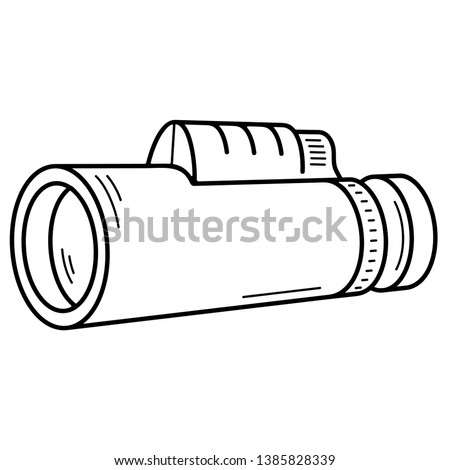 Monocular telescope. Vector outline icon isolated on white background.