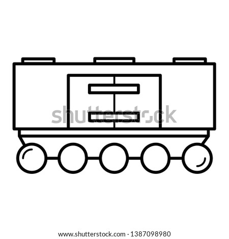 Freight train wagon icon in outline style  on white background