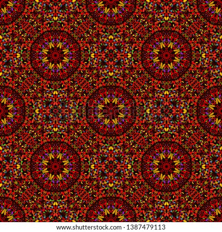 Bohemian kaleidoscope ethno pattern background design - colorful geometrical mosaic seamless vector art illustration