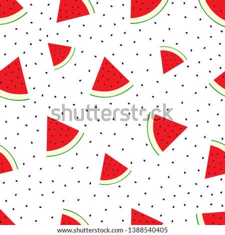 Watermelon and Dots Seamless Pattern Design Background 