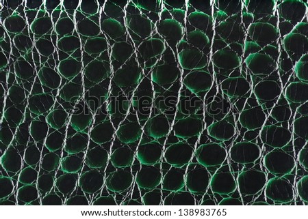 Green synthetic leather with embossed texture background