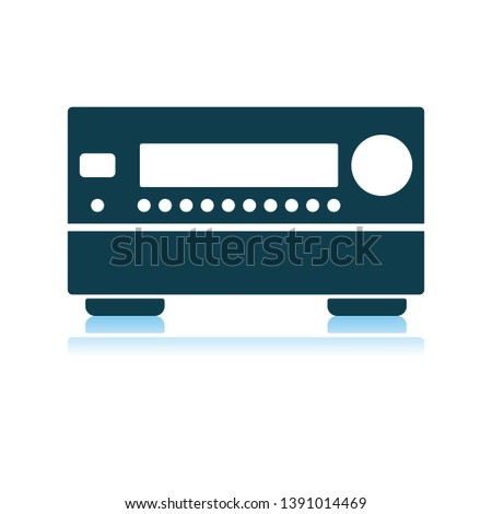 Home Theater Receiver Icon. Shadow Reflection Design. Vector Illustration.
