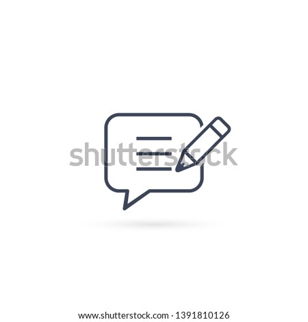 Speech Bubble and pen icon, Add or create new message, Vector line illustration.