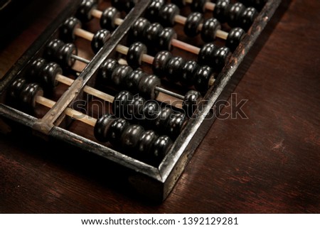 antique wood abacus math counting concept on wood table 