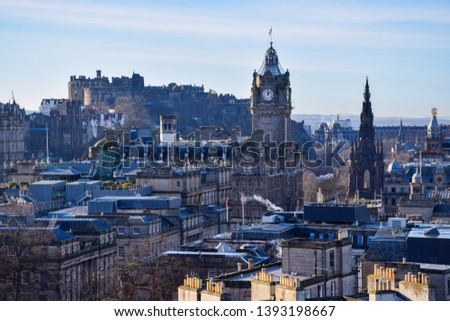 view of edinburgh city with the castle in the background