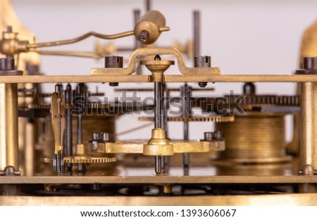 Antique clock mechanism with gears and cogs