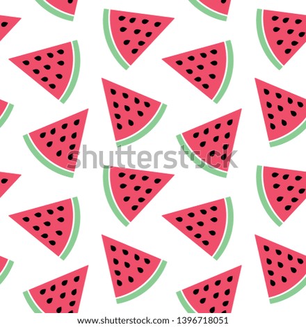 Vector seamless pattern of flat cartoon watermelon water melon isolated on white background 