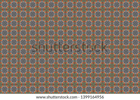 Bohemian style background in blue, brown and gray colors. Raster decorative floral embroidery seamless pattern, ornament for textile, kerchief, pillow or handbag decor.