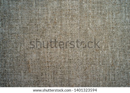 Old  jute textile texture, abstract fabric background. Selective focus