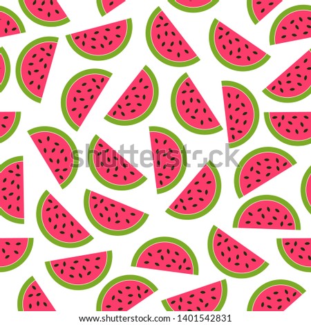 
Summer Pattern with Watermelons. Summer background with fruits.