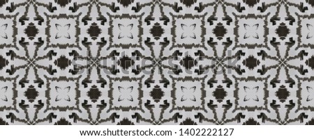 Ethnic Textile. Seamless Tie Dye Illustration. Ikat African Motif. Black, White, Gray, Silver Seamless Texture. Abstract Ikat Print. Ethnic Craft Textile Print.