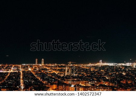 Barcelona light nights, looking barcelona from Carmels mountains one of the best spots to look at the city