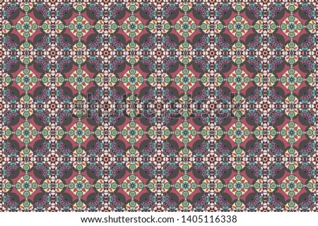 Mosaic background in gray, beige and brown colors. Raster abstract patch seamless pattern.