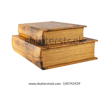 Two old books isolated over white background