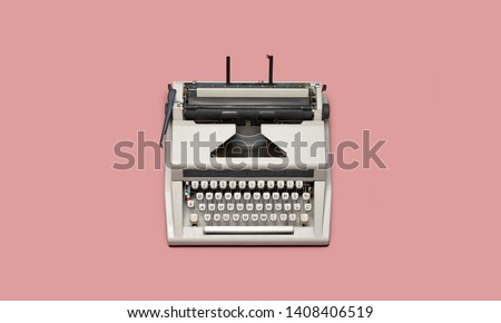 Top view retro white typewriter