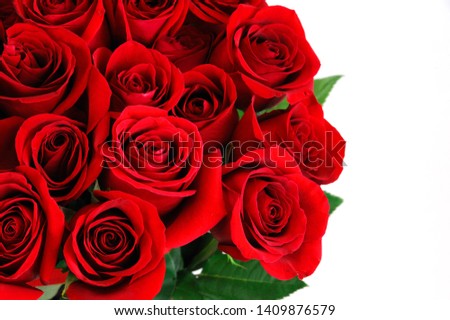 Fresh red roses bouquet flower background 