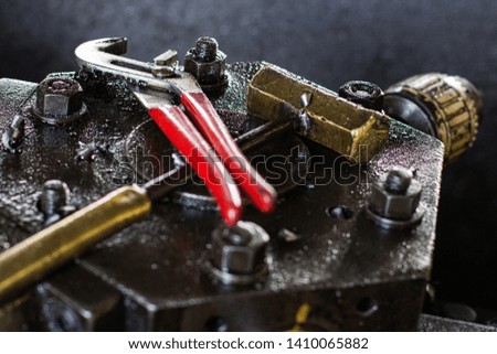 Tools on a metal surface