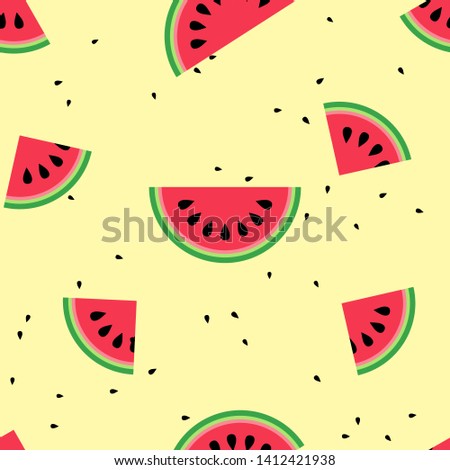 Slice cut watermelon with seamless pattern design
