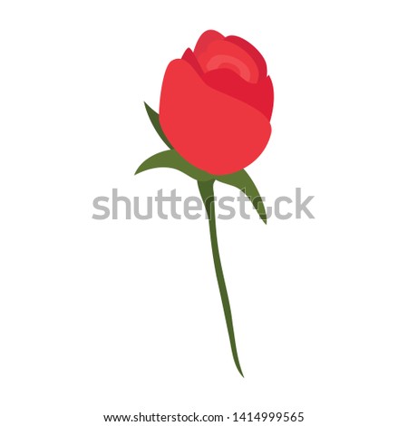 Red rose flower isolated on white background. Flower icon. Plants. Vector illustration. EPS 10.
