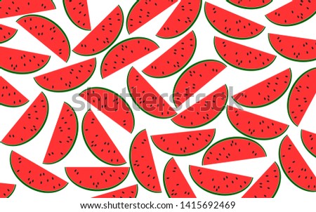 Pattern of watermelon slices isolated on white background, 3D rendering