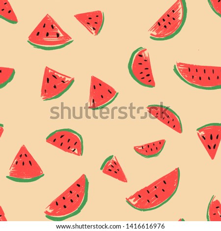 Watermelon seamless pattern.Baby and kids style abstract geometric background.Colorful illustration.
