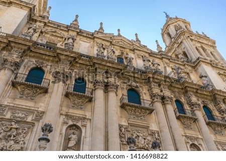 Main facade of the Cathedral of Jaen in Andalucia, Spain