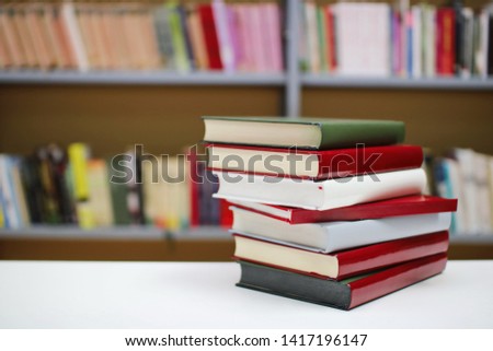 Books on table in library