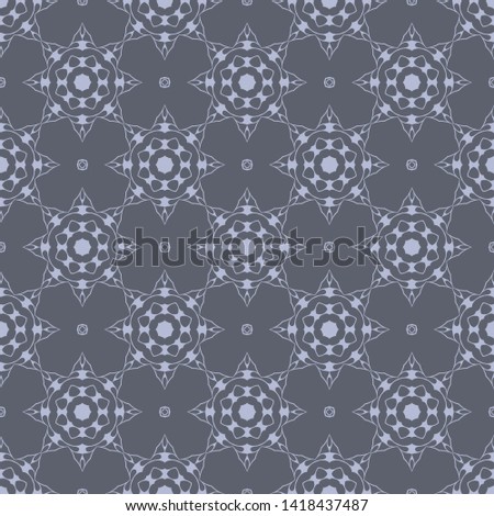 Grey and white pattern with floral abstract ornament
