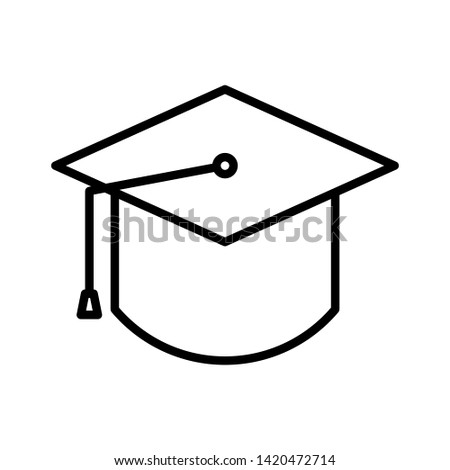 hat graduation icon vector with outline style 