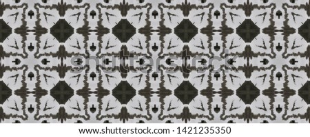 Arab Pattern. Abstract Shibori Print. Seamless Tie Dye Illustration. Ikat Mexican Motif. Black, White, Gray, Silver Seamless Texture. Ethnic Arab Geometric Pattern.