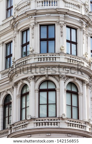 Old windows at facade in Vienna